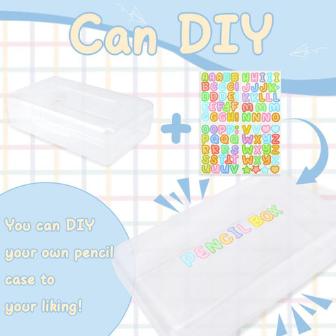 Large Pencil Case, Clear Pencil Box, Plastic Pencil Box Organizer, Hard Pencil Case, Crayon Box for Girls, 1 Pack Big