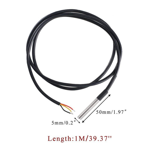 HiLetgo 5pcs DS18B20 Temperature Sensor Probe, Waterproof Stainless Steel Package, 1M