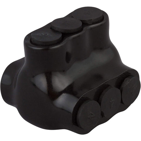 Morris Products Black Insulated Multi-Cable Connector 3 Wire Ports, 2-14 Wire Range, Slotted Allen Hex 1.6“ L x 1.5” H Dual Entry, 1-Pack 97624