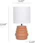 LT1168-TER 12.68" Simple Designs Chic Glow Mini Stacked Ceramic Table Lamp, Monochromatic Fabric Shade, Small Accent