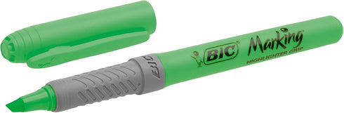Bic Highlighter Grip Pens, Green, Box of 12