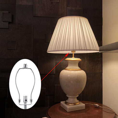 8 Inch Nickel Lamp Harp Holder Kits with Finials and Light Duty Saddle Bases (Set of 2)