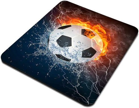 Flaming Soccer Fire and Water Mousepad - Non-Slip Rubber Gaming Mouse Pad, Rectangle Mouse Pads for Computers Laptop