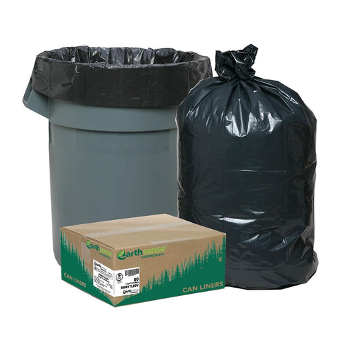 Earthsense Commercial RNW1TL80 Can Liner 32.5x40, 33 Gal, .9 mil, Black, (Case