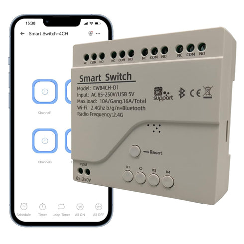 Jane Eyre eWeLink 4 Channels Wireless Smart Switch, USB 5V/AC85V-250V Smart WiFi Relay Switch Module
