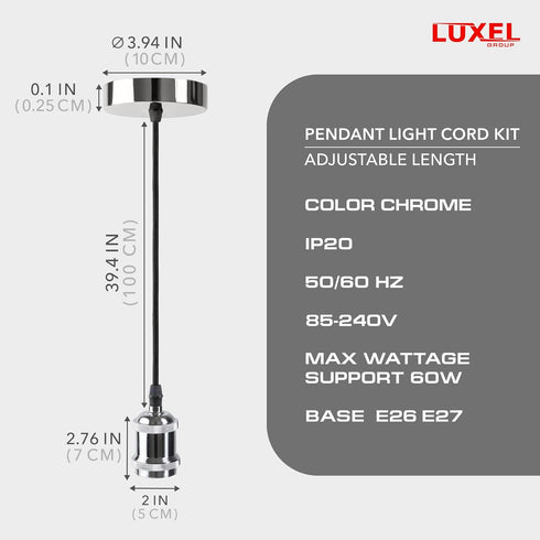 E26 Vintage Mini Pendant Light Kit - UL Lamp Socket - Industrial Edison Retro Ceiling Hanging Pendant Fixture - DIY
