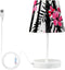 ALAZA Bedside Lamp Stripes Black White Tropical Pink Flower Table Lamp for