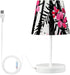 ALAZA Bedside Lamp Stripes Black White Tropical Pink Flower Table Lamp for