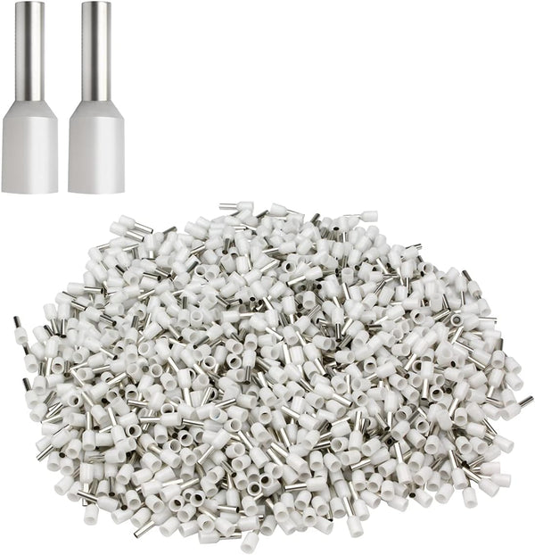 XHF 1000 PCS AWG 22/0.5mm² Insulated Copper Wire Ferrules, Crimp Pin Cord End Terminals, White