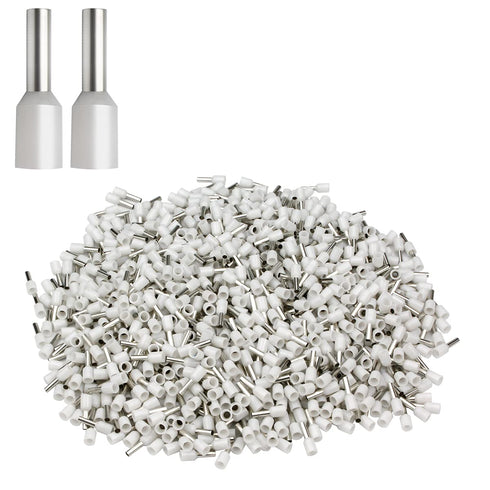 XHF 500 PCS Insulated Copper Crimp Connectors, AWG 12/4.0mm² Wire Ferrules, Crimp Pin Cord End Terminals, White