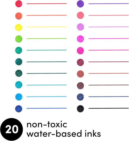 PAPERAGE Gel Pens, 20 Pack Colored Gel Pens, 0.7mm Medium Point, Smooth Writing for Journals & Notebooks