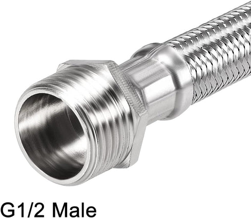 uxcell Faucet Supply Line Connector, G1/2 Female x G1/2 Male, 16 Inch Length, 304 Stainless Steel Hose