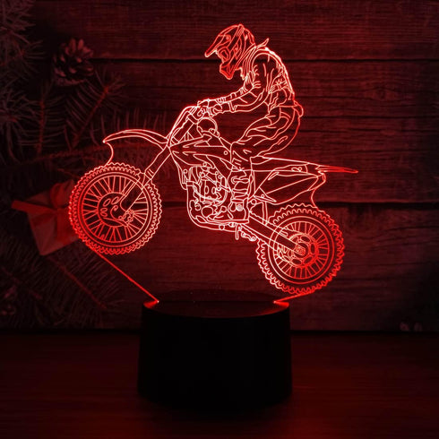 Comiwe 3D Toy,16 Motocross Illusion Night Light Colours Change Smart Touch & Remote Control,Home Decor LED Bedside
