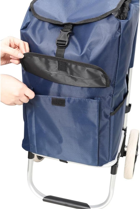 Homonova 40L 2-in-1 Shopping Trolley with Wheels, Large Capacity Rolling Shopping Bag with Detachable Frame
