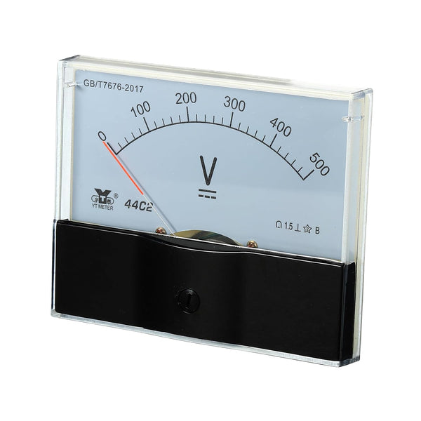 YOKIVE Analog Panel Voltmeter 44C2 DC-500V Volt Meter Tool for Circuit Testing Measurement Equipment, Rectangle Shape