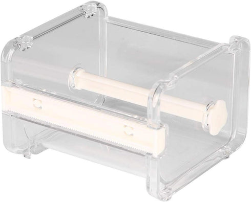 Transparent Washi Tape Cutter, 2 in 1 Desktop Dispenser, Stackable Holder with Cutter, Save Time and Effort (White)