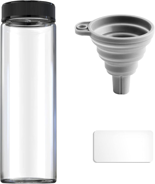 Glass Sample Vials, Wide Mouth Boro 3.3 Glass Bottle with Black Cap for Laboratory, DIY Craft, 47mm 200ml (4pcs)