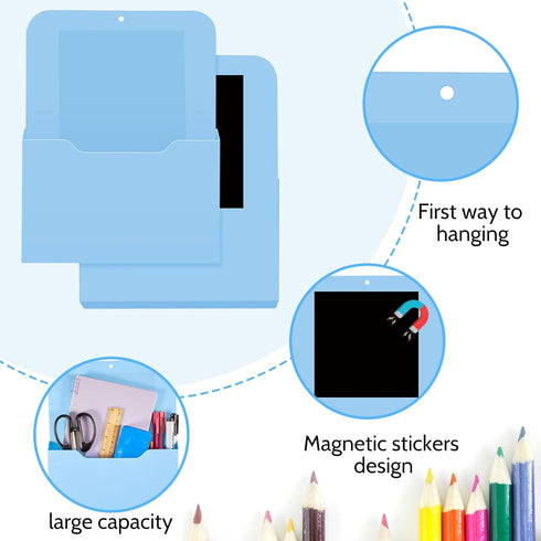 Fuutreo 6 Pcs Magnetic Wall File Organizer, Magnetic Wall Holder for Mail Letters Paper Office Supplies, Mixed Color