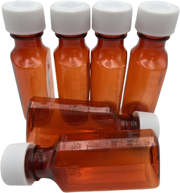 Sandhill Tools Pharmacy Liquid Medicine Leak Proof Bottles, 2 Oz with Child Resistant Caps, Perfect for Travel,