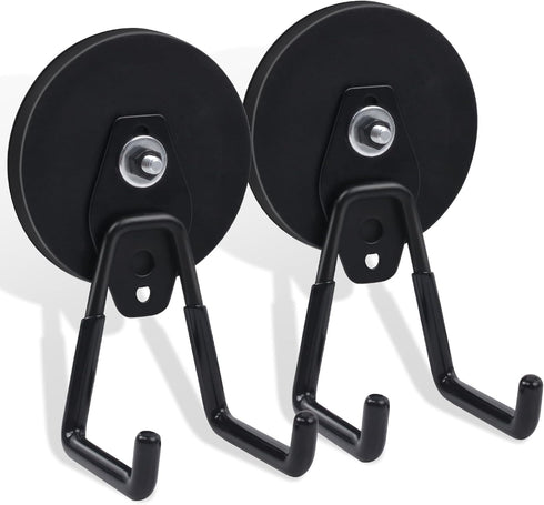Strong Magnetic Hooks, 3.46" Garage Magnet Hooks with Anti-Slip Coating, 2 Pack Heavy Duty Storage Utility Hooks