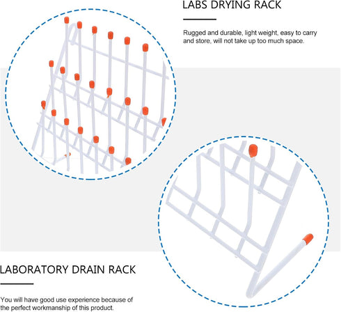 VILLCASE Lab Drying Rack - 24 Pegs Steel Wire Glassware Drying Rack for Laboratory Utensils