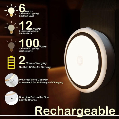 RTSU Dimmable Closet Rechargeable Touch Light with Timer, Kids Baby Nursery Night Light Lamp, Stick-on Anywhere LED