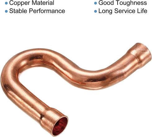 MECCANIXITY Copper P-Trap Pressure Pipe Fitting, 12.7mm (1/2") OD for HVAC Plumbing Supply.