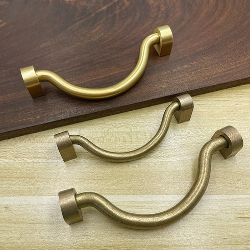 SANCHAKOU 2 Pack 95Mm Cabinet Furniture Knobs Bedside Table Drawer Handle Brass Chinese Style Desk Brass Round Stick