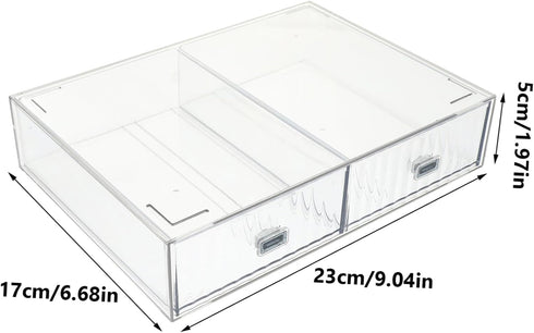 Small Plastic Storage Bin with Drawers, Stackable Organizer for Desk Accessories, Stationery, Office Supplies