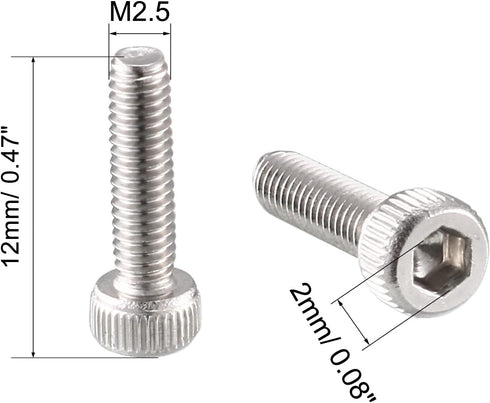 uxcell M2.5x10mm Hex Socket Cap Head Screws, 100pcs