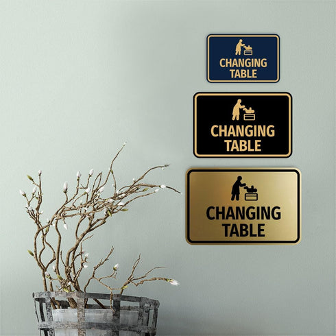 Classic Black Framed Changing Table Sign - Small Size