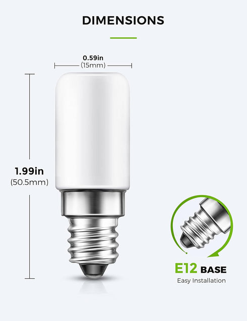 LOHAS LED C7 S6 Night Light Bulb, 15 Watt Equivalent (1.5W), Mini LED Candelabra E12 Base, 3000K, 6-Pack