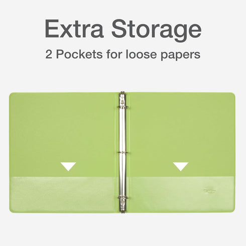 Cardinal 3 Ring Binders, 1 Inch, Round Rings, Holds 225 Sheets, ClearVue Presentation View, Non-Stick, Two-Tone Pastel