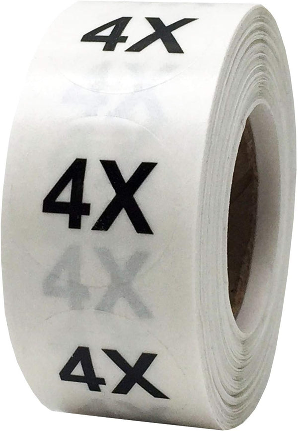 Clear Circle 4X Clothing Size Stickers, 3/4 Inch Round, 500 Clear Plastic Adhesive Labels for Retail Apparel