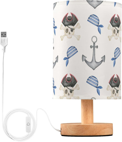 Vozoza Cartoon Pirate Skull Anchor LED Table Lamp with USB Port Night Light