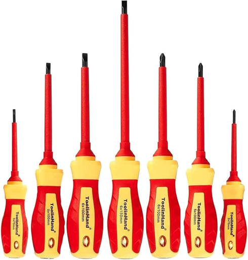 7 PCS 1000V Insulated Screwdriver Set, Professional Electrician Tool Set with Voltage Tester and Magnetic Tips