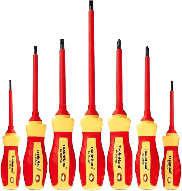 7 PCS 1000V Insulated Screwdriver Set, Professional Electrician Tool Set with Voltage Tester and Magnetic Tips