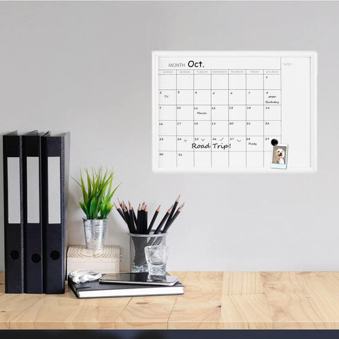 TORASO Dry Erase White Board Monthly Calendar, Magnetic Whiteboard for Wall, Office, School, and Kitchen Memo