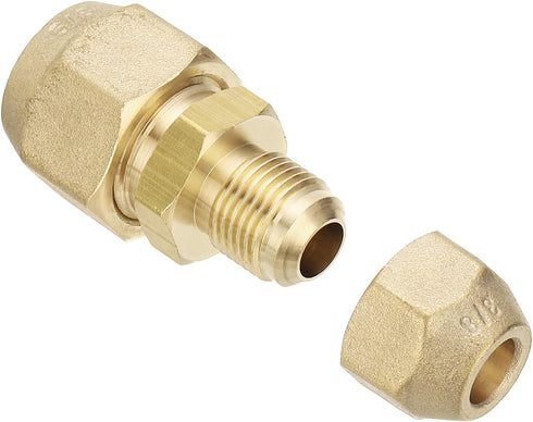 PATIKIL 3/8" to 5/8" Pipe Extension Joint Connector, 2pcs Brass Coupler Adapters with 4pcs Flare Nuts for Refrigeration