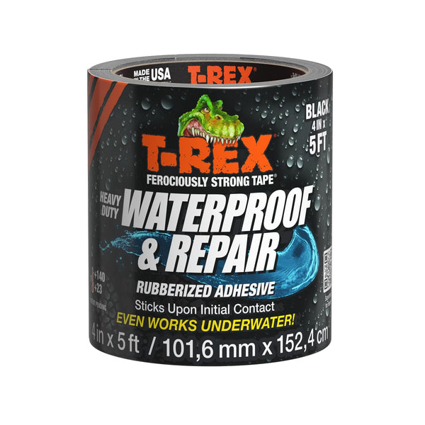 T-REX Heavy Duty Waterproof and Repair Tape for Wet or Rough Surfaces, 4" x 5'