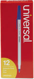 Universal UNV27421 Fine Stick Ballpoint Pen - 0.7 mm - Blue Ink - Gray/Blue Barrel - 1 Dozen