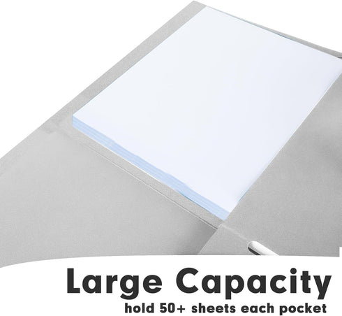 RAZCC 50 Pack Two Pocket Folders, Letter Size Paper Folders with Pockets for School Office Business, Grey