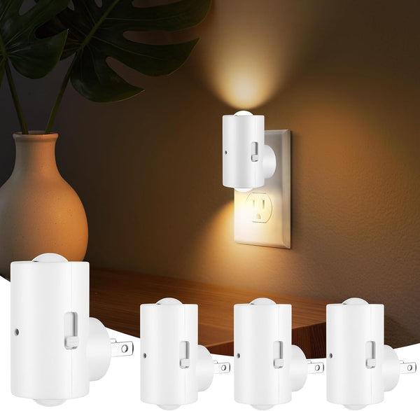 SETEN 4 Pack Mini LED Night Light, Dimmable Plug-in Wall Light with Dusk