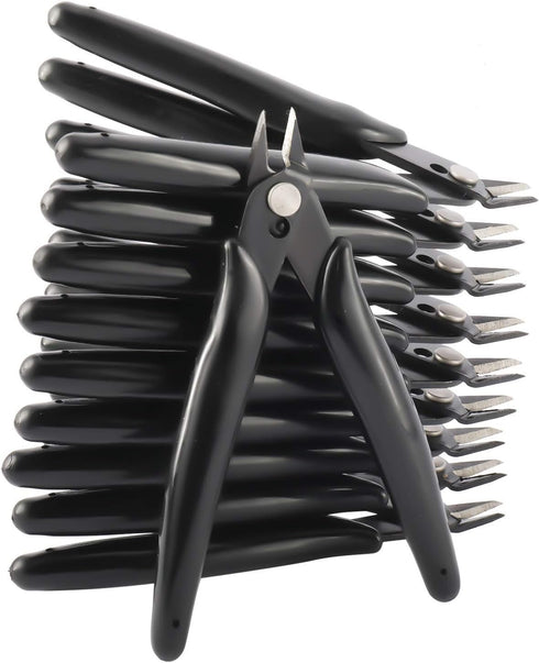 YaeCCC 10 Pack Wire Cutters - Black Diagonal Cutting Pliers for Electronic, Model, Jewelry Making