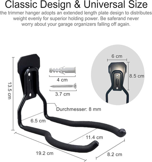 String Trimmer Hanger Bracket, Garden Lawn Trimmer Wall Mount, 1 Pcs Heavy Duty Weed Eater Rack For Garage. Garden Tool Organizer and Storage Hook for Garage Trimmer, and more. by Falezern