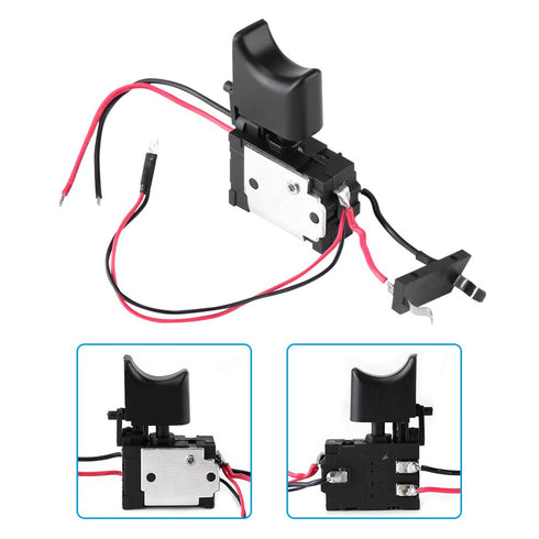 Electric Drill Switch, 7.2 V - 24 V Cordless Lithium Battery Power Tool Speed Control Trigger Switch with Light, Black