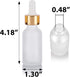 JUVITUS 1 oz Clear Frosted Glass Boston Round Bottle with Gold Dropper, 24 Pack