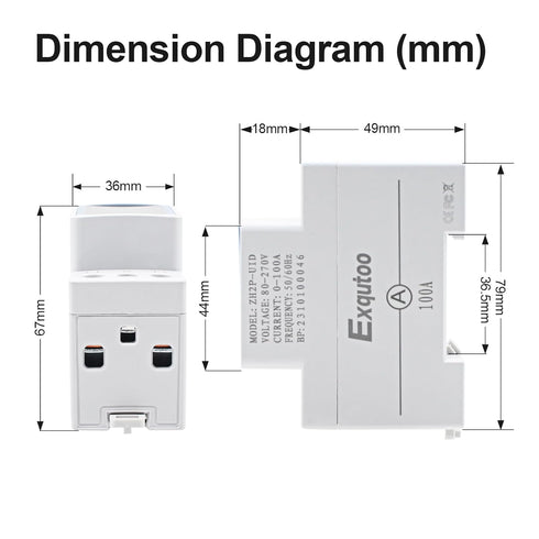Digital Display Energy Meter, AC Rail-Mounted Electricity Usage Monitor for Voltage, Current, Energy Measurement