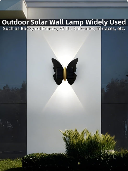 Agrollozi IP65 3000K Solar Butterfly Lights, Outdoor Butterfly Wall Lamp, Waterproof Garden Decor Solar Lights