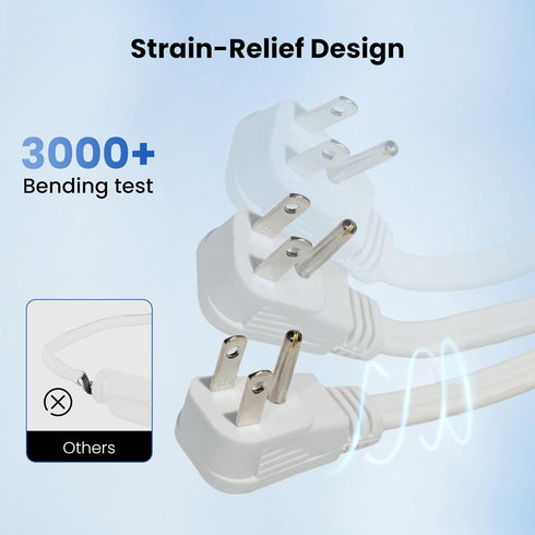 YOJOE 16/3 White Flat Plug Extension Cord, 6 Feet, 16AWG 3 Prong Grounded Wire Power Cable for Home and Office - UL